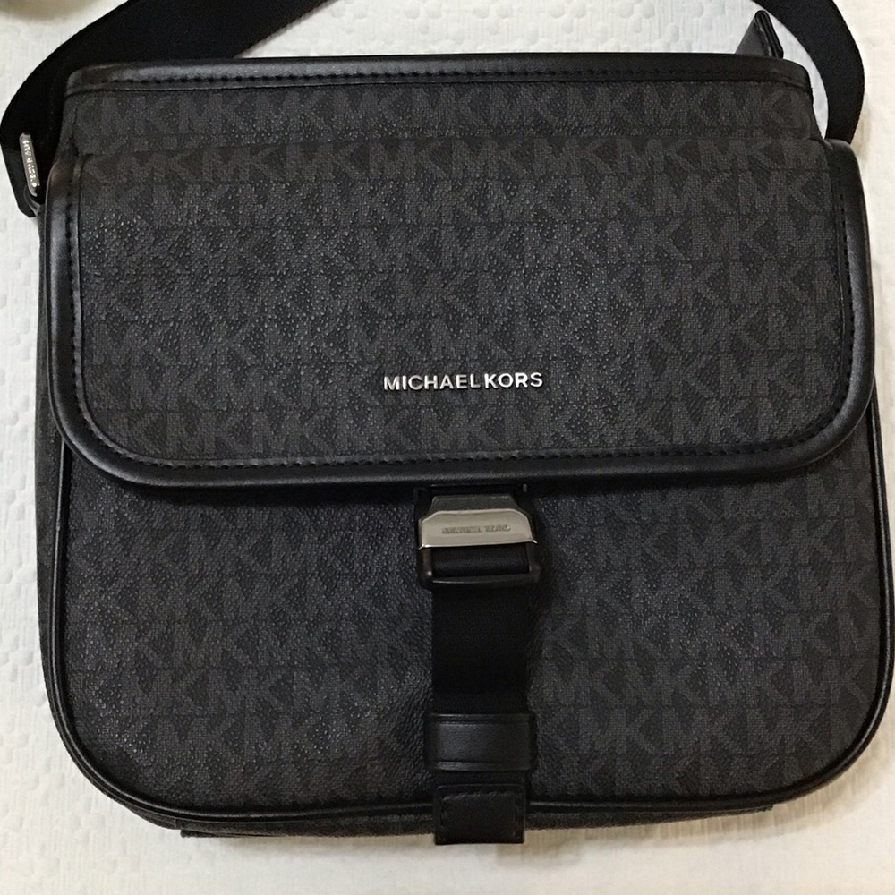 Michael Kors Men's Black MK Signature Messenger Bag
